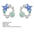 thumbnail image 7 of Ziurtnc 1 Pair Women Earrings Faux Pearl Starfish Shell Decor Contrast Color Anti-rust Anti-allergy Lightweight Exquisite Ear Jewelry Lady Ear Studs, 7 of 7