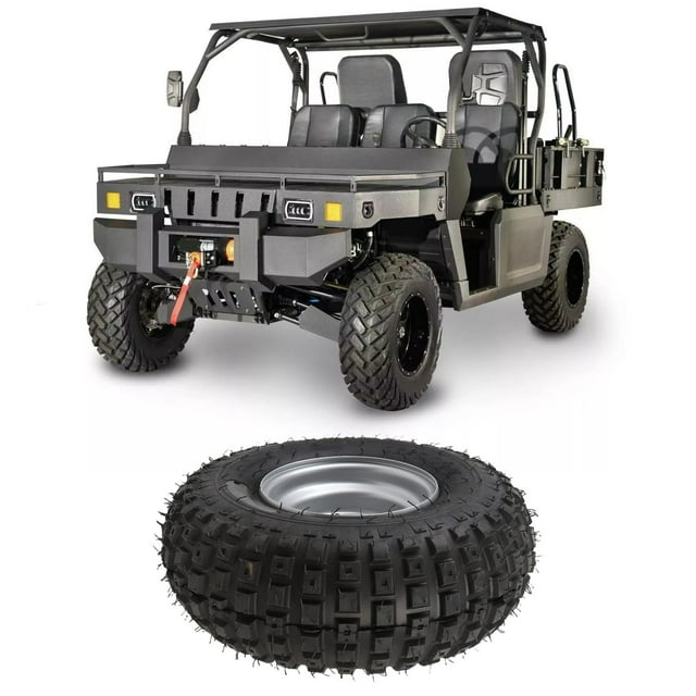 16X8-7 Tire with Rim Replacement, Excellent Road Grip Go Kart Tire 6PR for Cart Garden Lawn Mower