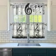 thumbnail image 3 of Black Note 3-Piece Kitchen Curtains Set Kitchen Curtains Sets with Valance for Windows Rod Pocket Machine Washable Kitchen Decor(54"x18"+2x27.5"x24"), 3 of 5