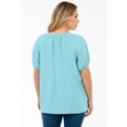 thumbnail image 2 of Roaman's Women's Plus Size Shirred Eyelet Button-Front Blouson Tunic, 2 of 3