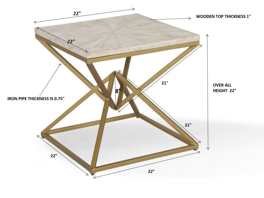 Posh Pollen Winnie Metal Square Gold End & Side Table - Gold