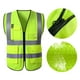 thumbnail image 4 of Chaleco reflectante de seguridad para construcción, construcción industrial, carretera, tráfico, tela con cremallera, multibolsillos, color verde, 4 of 13