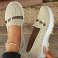 thumbnail image 4 of Women's Woven Slip On Sneakers Non Slip Knit Orthopedic Shoes Breathable Low Top Wide Width Walking Loafers White Size 8, 4 of 7