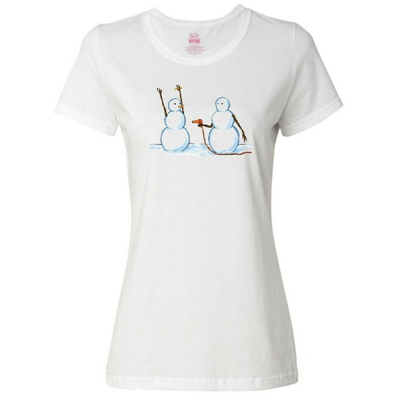 Inktastic Snowman Stickup with Hairdryer Women's T-Shirt