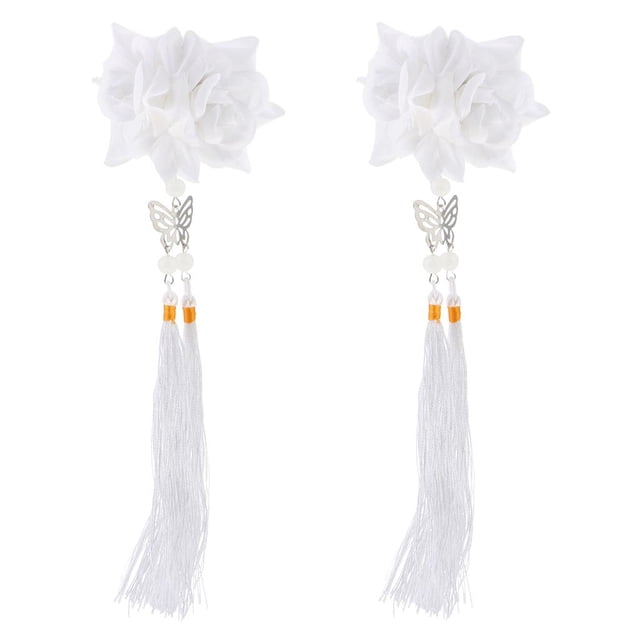 STARTIST Pinces à Cheveux en Forme de Fleur en Tissu Mode Filles à Franges Accessoires Cheveux Blanc