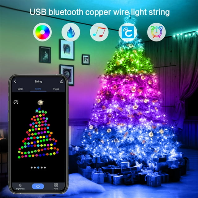 lilubuy App Controlled Christmas Lights, Megulla 5M Bluetooth Dreamcolor Rgbic Usb Smart Outdoor