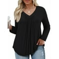 thumbnail image 3 of WellSize Womens Plus Size Tops Casual Pleated V Neck Fall Blouse Tunic Long Sleeve Shirts, 3 of 8