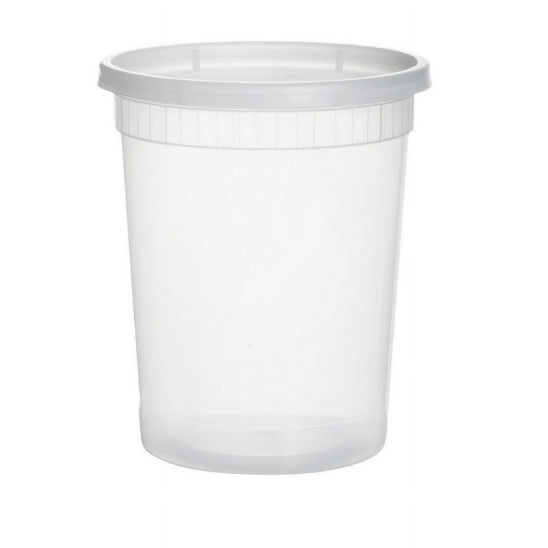 Asporto 32 oz Round Clear Plastic Soup Container - with Lid, Microwavable -  4 1/2 x 4 1/2 x 5 1/2 - 100 count box