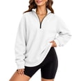 thumbnail image 5 of Rciityk Sweatshirts for Women Oversized Casual Long Sleeve Quarter Zip Stand Collar Pullover Tops Fall Winter Casual Ladies Sweatshirt with Pockets, 5 of 9