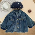 thumbnail image 4 of SGMVNU Toddler Baby Girl Jacket Back Big Sister Letter Embroidery Jean Jackets Long Sleeve Cardigan Button Denim Coat Kids Girls Fall Outwear(Size 12-18 Months, nz1023_E-Dark Blue), 4 of 8