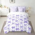 thumbnail image 2 of Manfei Girls Purple Ribbon Bedding Comforter Set 7-Piece, Cartoon Bowknot Bow-tie King Bedding Sets, Princess Bow Style Reversible Bed Sheets, Super Cozy Room Decor, 2 of 7