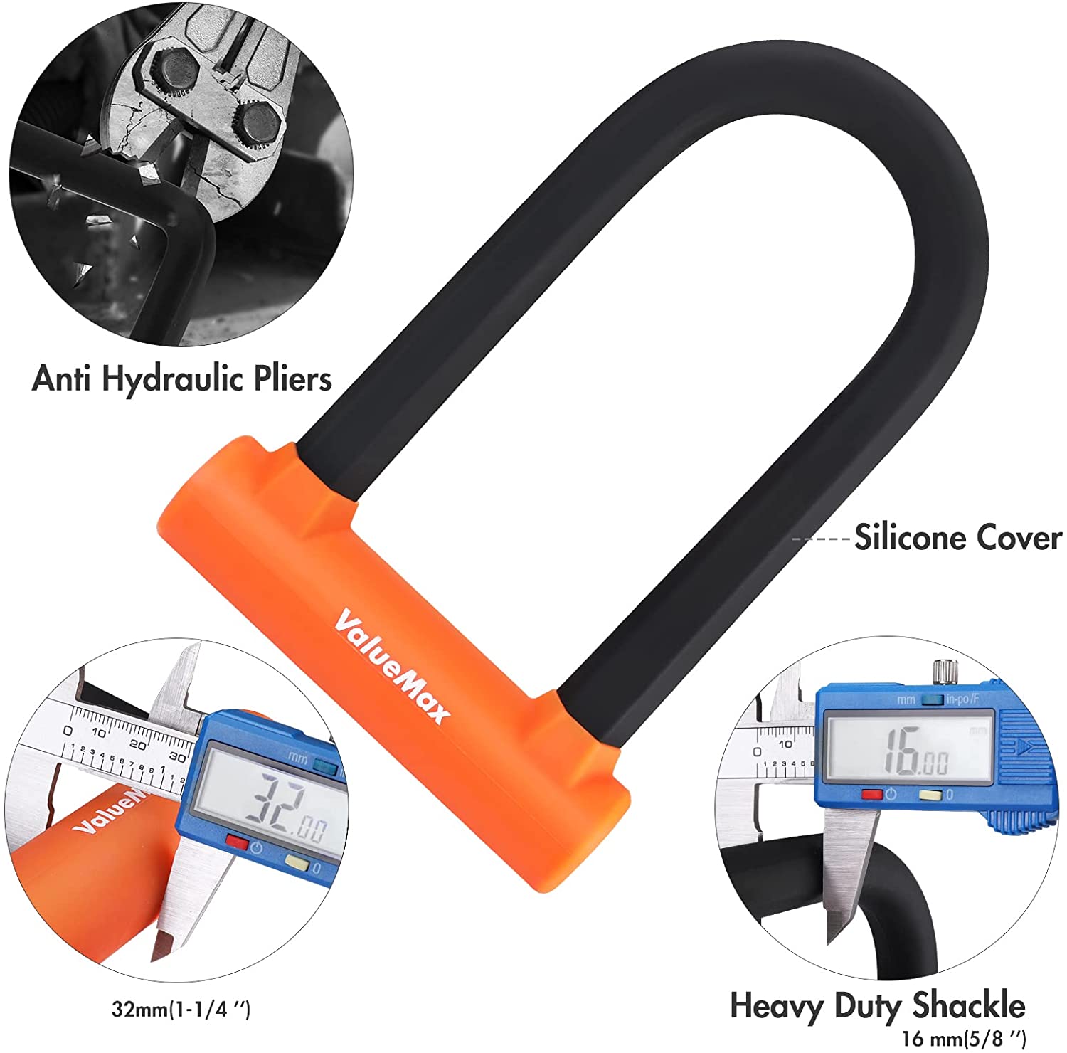 ValueMax Bike U-Lock Set with Cable and Mounting Bracket photo 3