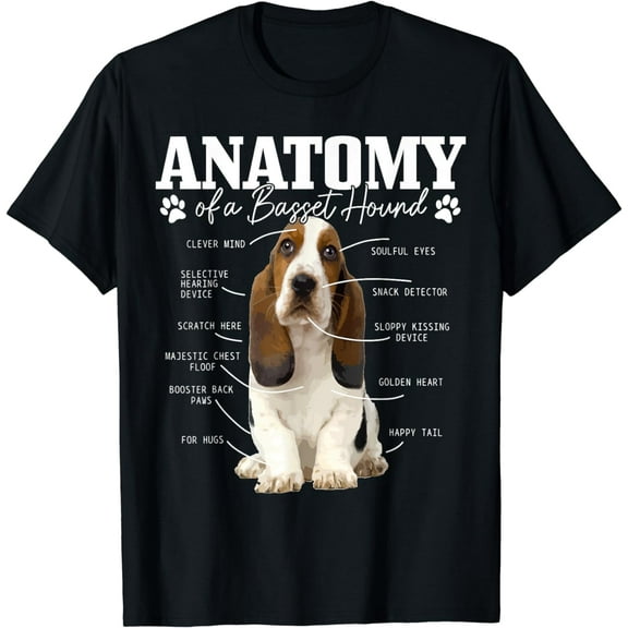 Funny Cute Dog Basset Mom Dad T-Shirt Anatomy Of A Basset Hound