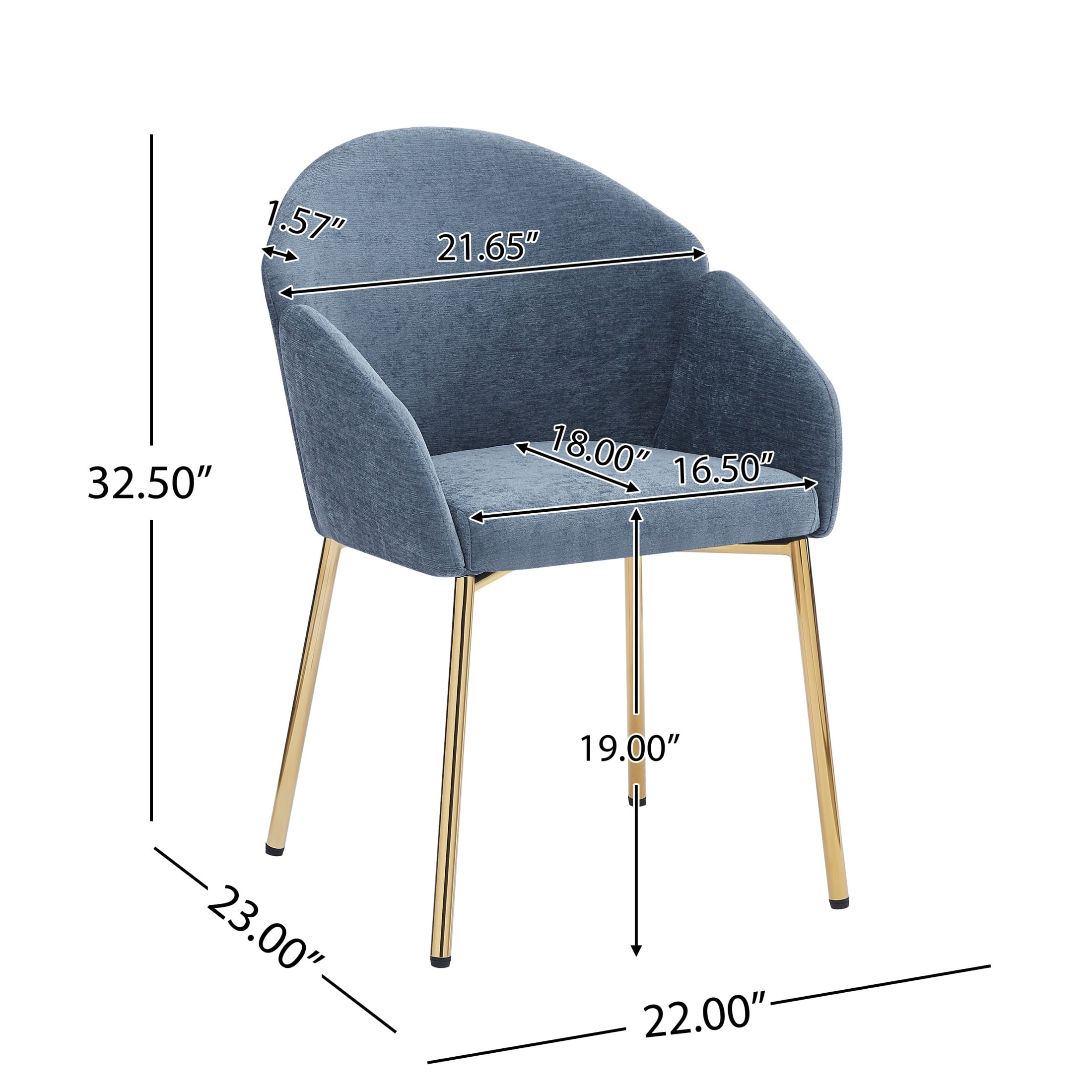 Set of 2 Blue Polyester Round Back Dining Chairs