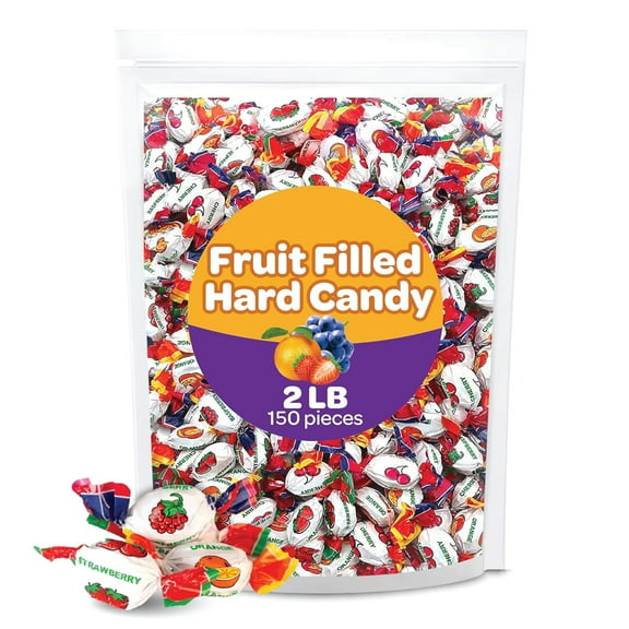 Funtasty Assorted Fruit Filled Hard Candy, Bulk Pack 2 Pound Bag