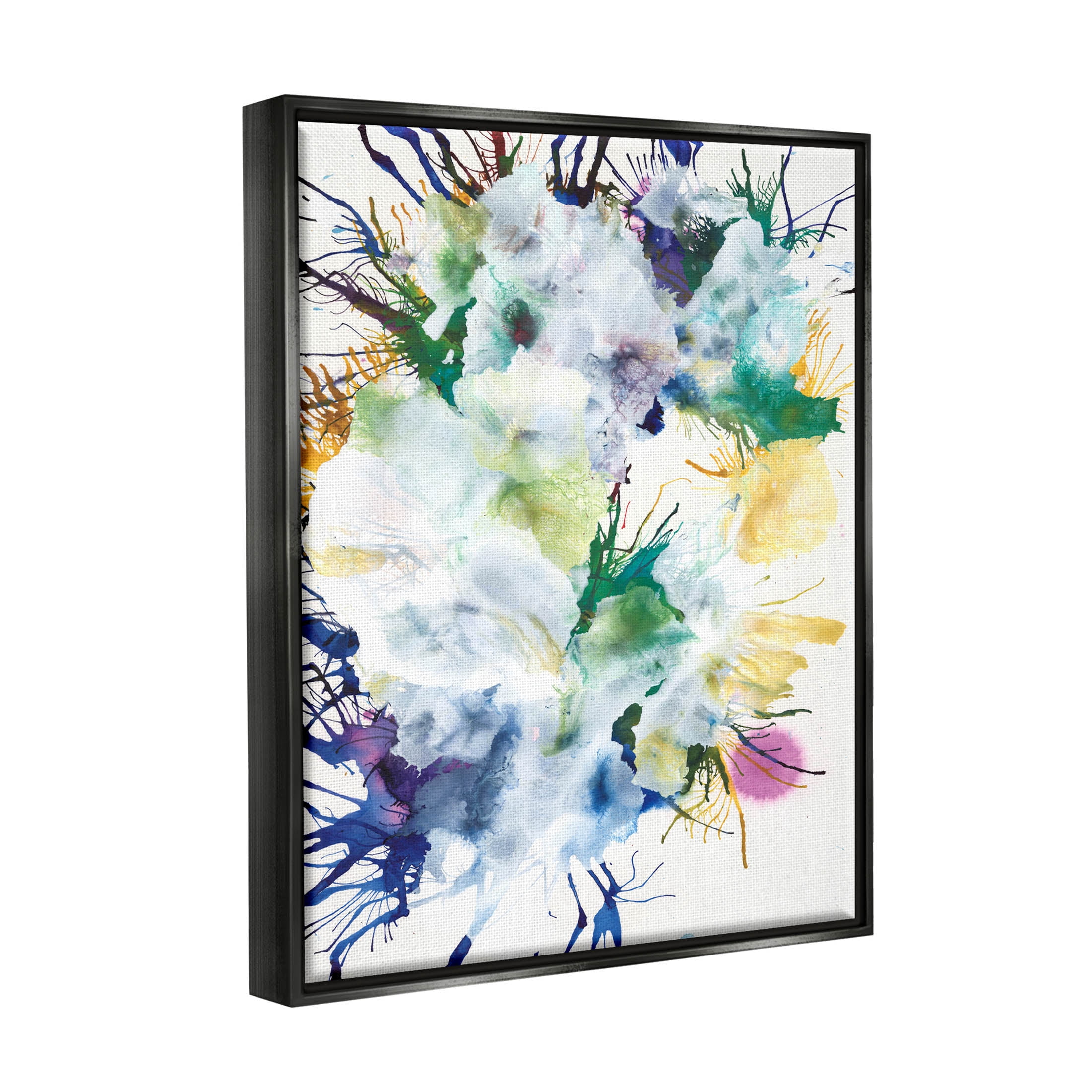 Stupell Industries Vivid Modern Chaotic Splatter Graphic Art Jet Black Floating Framed Canvas Print Wall Art, Design by Jodi Fuchs
