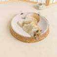 thumbnail image 5 of Hvmvliv Round Shaped Cat Bed Rattan Woven Kitten Beds Cozy Sleeping Cushion Cat Bed for Indoor Cats Pink, 13.7x13.7 in, 5 of 6