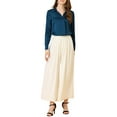 thumbnail image 2 of INSPIRE CHIC Chemises Élégantes pour Femmes Col en V Col Pointu Manches Longues Blouse Satin Lisse TP Bleu Foncé, 2 of 8