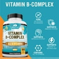thumbnail image 3 of Vitamin B Complex with Vitamin C and Folic Acid - B12, B1, B2, B3, Vitamin B5 Pantothenic Acid, B6, B7, B9 - Nervous System Support 100 Veggie Capsules, 3 of 5