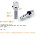 thumbnail image 3 of (20) 14x1.5 Chrome Wheel Lug Bolts 24mm Conical Cone seat HEX 17mm AUDI MERCEDES VW, 3 of 3