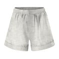 thumbnail image 4 of vigerkar Women's Casual Striped Shorts Elastic High Waisted Straight Leg Lounge Bottoms with Pockets Beige, 3XL, 4 of 5