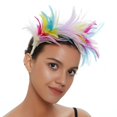 thumbnail image 2 of Diadema de plumas Color nupcial pluma sombrero de copa diadema bola de Halloween tocado diadema banda para el cabello boda, 2 of 5