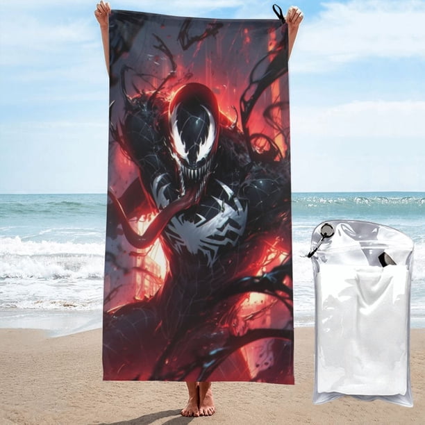 Toalla de playa Venom, suave, de secado rápido, resistente a la arena, para natación, piscina, yoga, gimnasio, camping, toallas de baño ligeras, regalo para niños, niñas, niños y adultos, 31,5 x 63