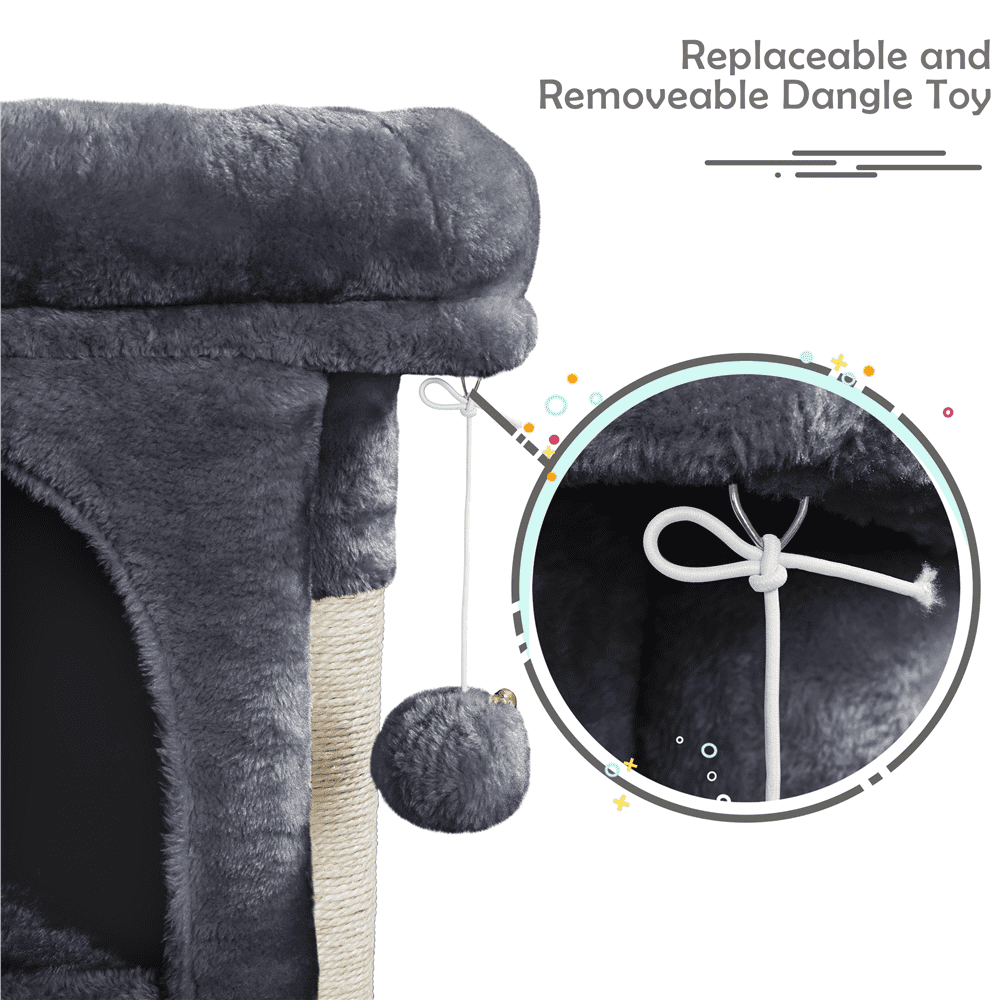 Renwick 23in 2-Level Cat Tree Condo with Scratch Posts, Dark Gray