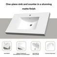 thumbnail image 4 of 25" One-Piece Integrated Vanity Top & Sink – Matte White Solid Resin, Single Faucet Hole, For Floating Vanities, 4 of 4
