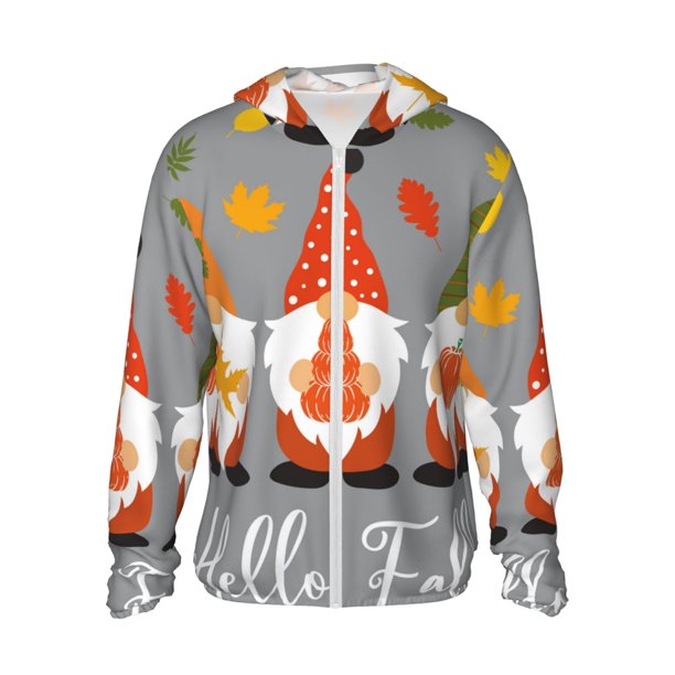 Balery Hello Fall Gnomes Sudadera ligera de manga larga con capucha y protección solar UPF 50+ para hombre y mujer, ideal para pesca y running-Small