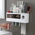 thumbnail image 2 of Asunby  Punch-Free Wall-Mounted Toothbrush Cup Holder, an Automatic Toothpaste Dispenser, a Multifunctional Bathroom Accessory Set with Cups and Storage Functions, and a Bathroom Storage Box, 2 of 7