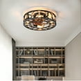 thumbnail image 5 of Caged Ceiling Fan With Lights Remote Control, Low Profile Flush Mount Farmhouse Modern Ceiling Fans, 6 Speeds Reversible Blades, 5 LED Bulbs Included For Bedroom Living Room, 5 of 9