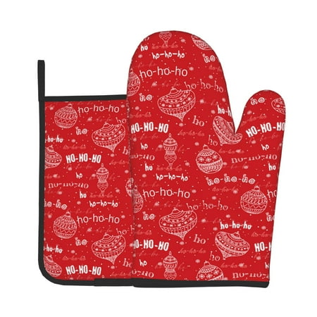 

Vsdgher Hohoho1 Oven Mitts and Pot Holders 2 pcs Set High Heat Resistant Kitchen Oven Glove for Baking and Cooking