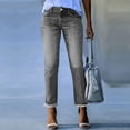 thumbnail image 2 of CIENVNSTG Women Jeans High Waist Stretchy Ripped Jeans Trendy Raw Hem Straight Leg Jean Distressed Denim Pants with Pockets Gray L, 2 of 5