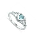 thumbnail image 4 of CHOOSE YOUR COLOR Filigree Swirl Baby Ring .925 Sterling Silver Band Blue CZ Female Size 6, 4 of 4