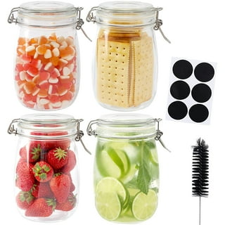 Super Wide-Mouth Glass Jars with Hinged Lids, 1-Gallon (4100 ml) Leak Proof Glass Canning Jars with Airtight Lids and Measurement Marks Large Capacity