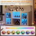 thumbnail image 4 of Trilenars Wine Bar Cabinet for Home with LED Lights and Wine & Glass Rack,Coffee Bar Storage Cabinet with USB Ports,Farmhouse Style,for Living Room Dining Room,White, 4 of 6