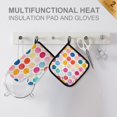thumbnail image 4 of Yayeee Oven Mitts and Pot Holder Set of 4 Heat Resistant Kitchen Gloves Baking Hot Pad, Colorful Circles, 4 of 5