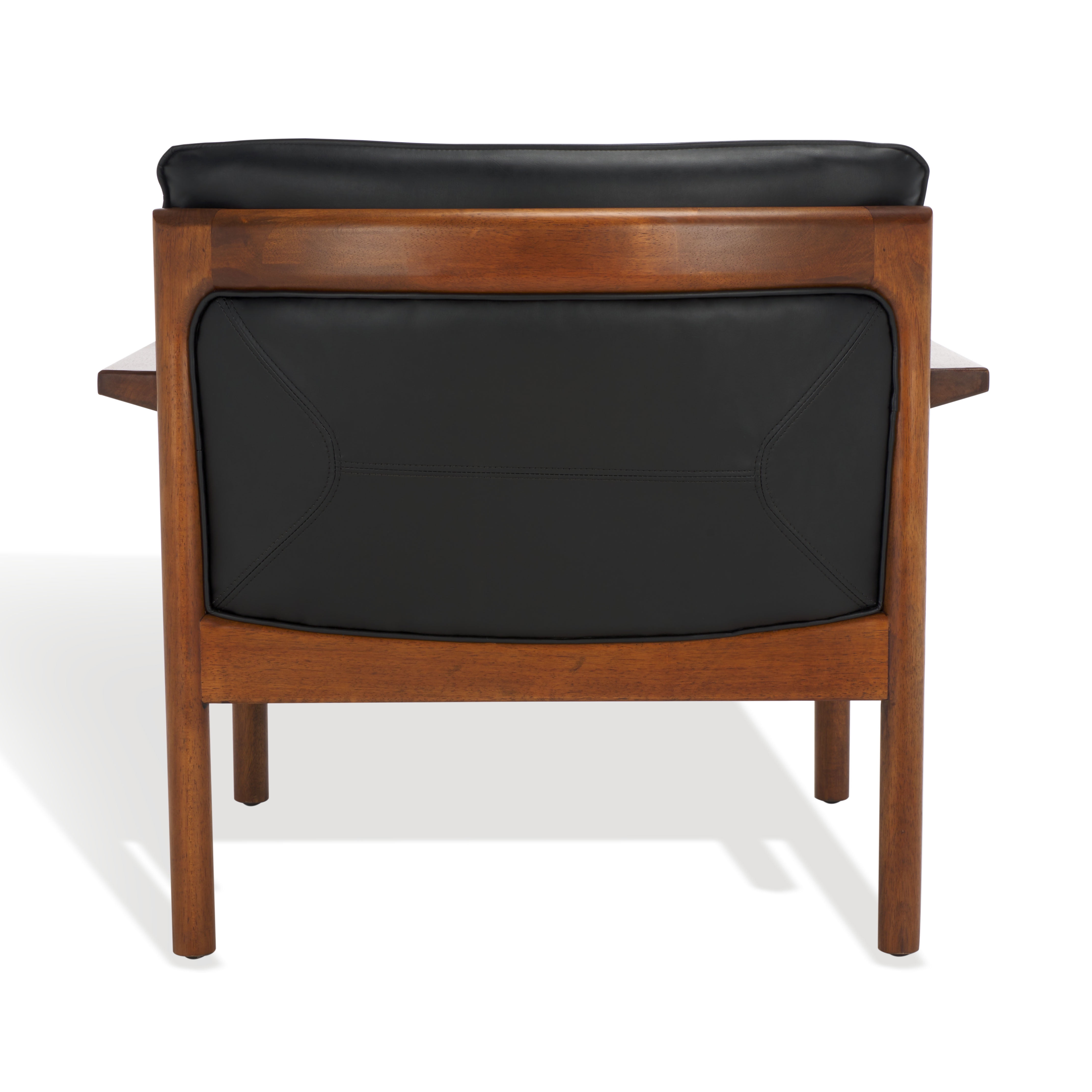 Safavieh Phylis Mid-Century Wood and Elastics Dining Arm Chairs, Black/Brown