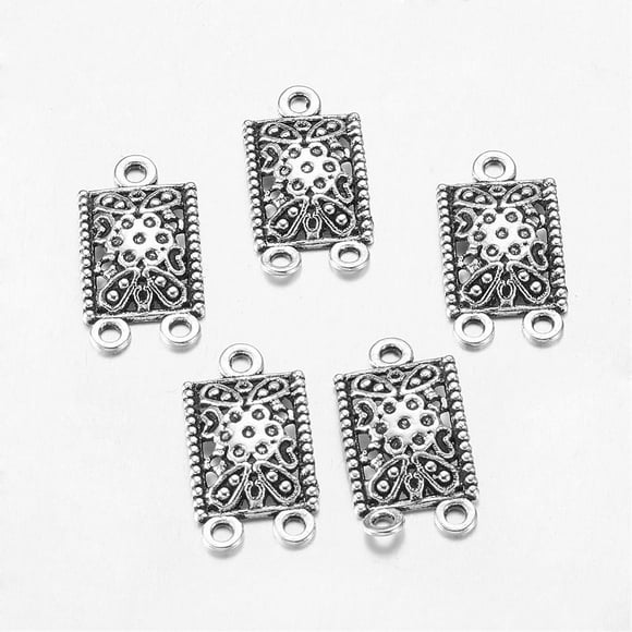 20pc Tibetan Style Alloy Chandelier Component Links 3 Loop Connectors Rectangle Antique Silver Lead Free and Cadmium Free 23x12.5x3mm Hole: 2mm