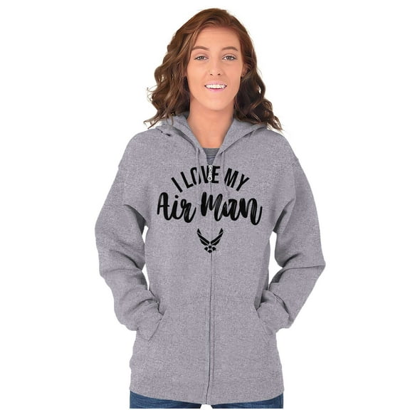 US Air Force I Love My USAF Man Zip Hoodie Sweatshirt Women Brisco Brands S