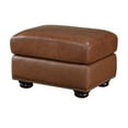 thumbnail image 3 of Boro 28 Inch Ottoman- Rich Brown Top Grain and Faux Leather- Solid Wood, 3 of 5