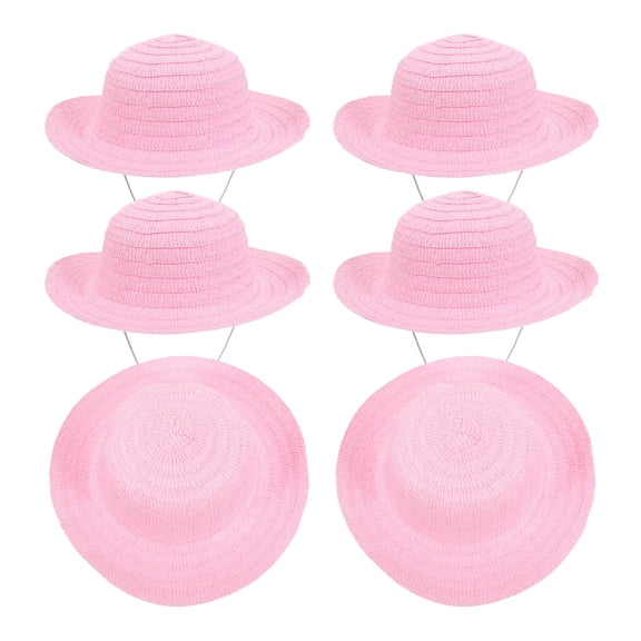 ELAYARD 6Pcs Breathable Pink Straw Hat for DIY Art Craft and Stage Performance Accessory