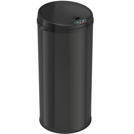 Itouchless - 13-gal. Round Deodorizer Sensor Trash Can - Black