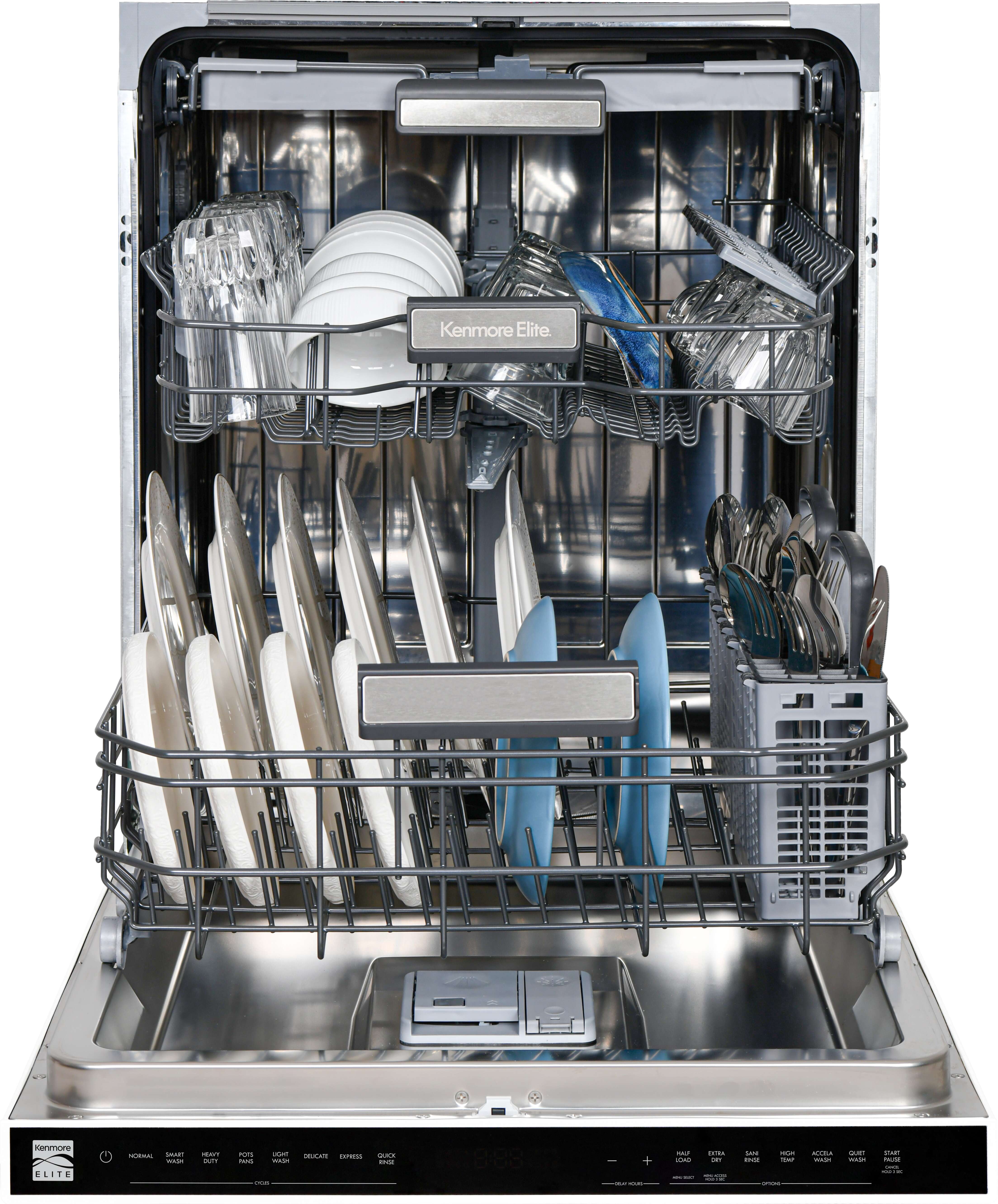 Kenmore Elite 24" Built-in Stainless Steel Tub Dishwasher, TotalFlex 3rd Rack, SmartWash, Energy Star Certified, White