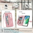 thumbnail image 3 of Mantto Galaxy S21 FE Case, Embossed PU Leather Anti-Drop Drop Proof Kickstand Card Holder Magnetic Wrist Strap Phone Case Women Men Flip Folio Cover for Samsung Galaxy S21 FE 5G 6.4", Pink, 3 of 8