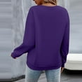 thumbnail image 6 of XPMWRP Sweatshirts for Women Crewneck Long Sleeve Loose Fit Tops Solid Color Cute Pullover Fall Winter Fashion Clothes Purple S, 6 of 7