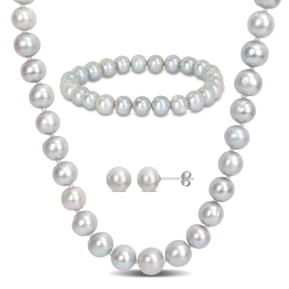 Everly Women's Cultured Pearl Sterling Silver Bracelet Jewelry Set