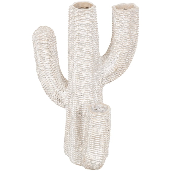 DecMode 14" x 21" Tall Textured Cream Resin Cactus Planter