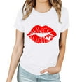 thumbnail image 2 of Aqestyerly Hauts pour Femmes Décontractés Mode Col Rond Imprimé Manches Courtes T-Shirt Chemise Ample Décontractée, 2 of 4